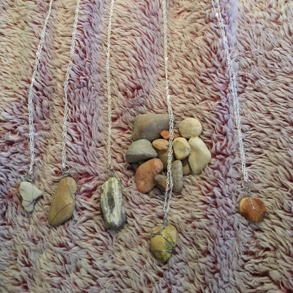 Lake pontchartrain wire wrapped stone necklaces